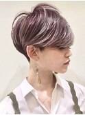 刈り上げクールショート/ラベンダーグレージュ/モードくせ毛多毛