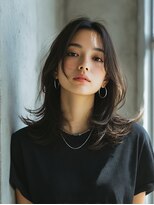 ロッソ 大橋店(Rosso) 暗髪の柔らかレイヤーセミロング【大橋】