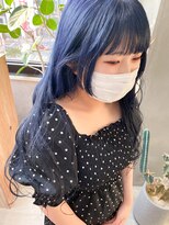 テトヘアー(teto hair)&nbsp;ネイビーカラー　青髪　ブルーカラー　姫カット ロング