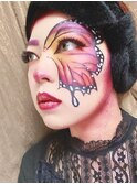 【アート系メイク】蝶柄インパクトメイク！！