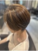 丸みショート*白髪ぼかしハイライト