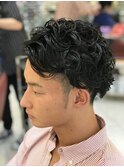 モテ髪◎メンズパーマスパイラルパーマ×アップバング色気