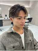 フェザーショートアップバングセンターパートメンズハイライト