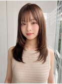 小顔 前髪 レイヤーカット ダークブルー ワンホンヘイヤー "
