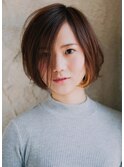 ナチュラル可愛い♪　前髪無しの大人ボブ