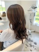 【つくば】大人ロングウェーブ×白髪ぼかしハイライト30代40代