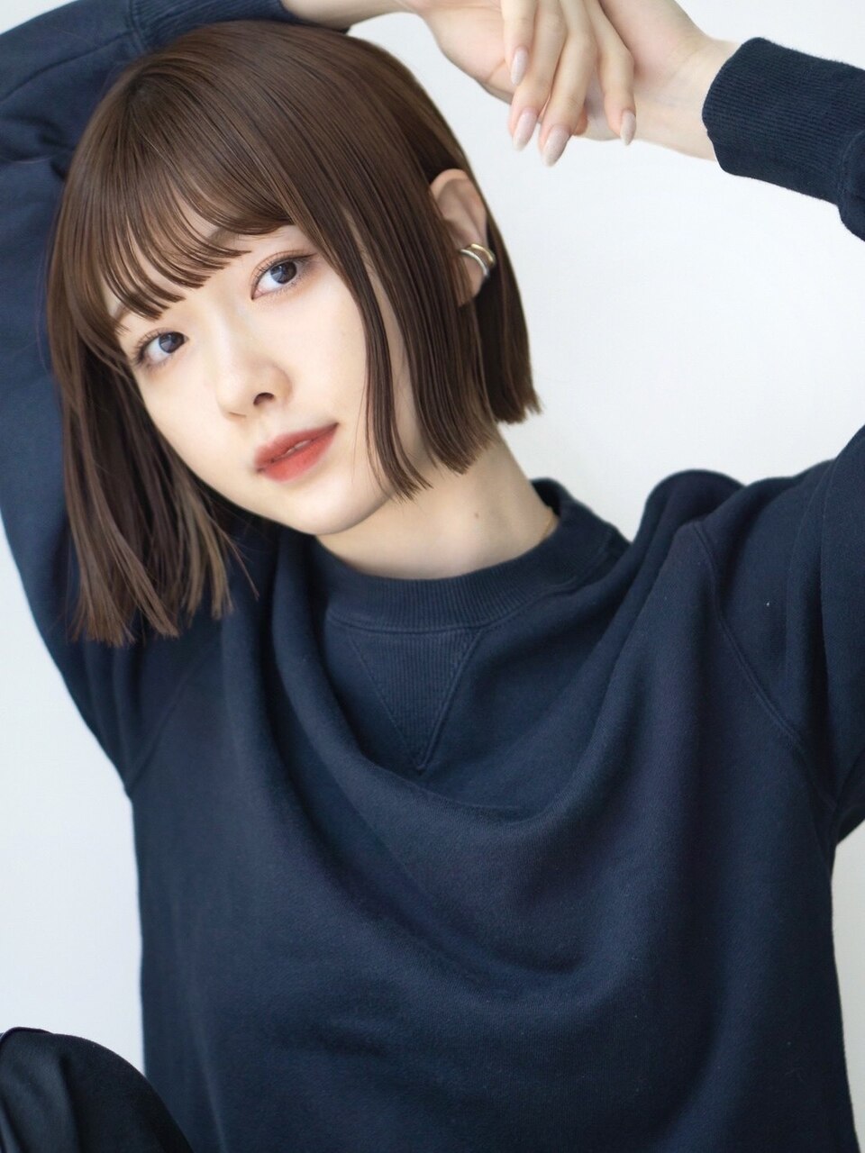 ボブ フルバング 切りっぱなしボブ オリーブベージュ：L187258424