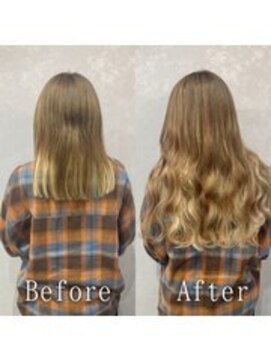 エクステ専門店あるじゃんすー 宇都宮店 アッシュベジュ×ブロンド#シールエクステ#大人ガーリー#宇都宮