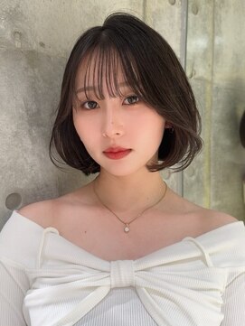 ロンドミラー 博多店(Lond Mirror) 顔周りレイヤーカット小顔ボブルフ/黒髪地毛風カラー/博多