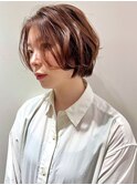くびれショート レイヤーボブ フェイスレイヤー ブラウン