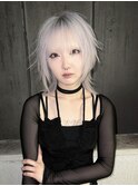 レイヤーカット/ウルフ/ホワイトブロンド/外ハネボブ/美髪