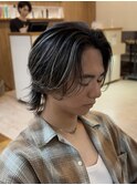 メンズハイライトメッシュ/メンズミディアム/メンズレイヤーボブ