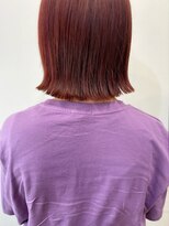 ヘアデザイン ソラ(Sola)&nbsp;秋スタイル：ビタミンオレンジカラー×切りっぱなし外ハネボブ