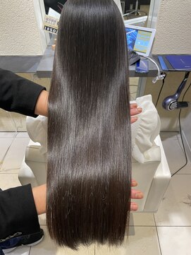 マティス 表参道(matiz) グレージュカラー斜めバング黒髪こなれヘア大人可愛い