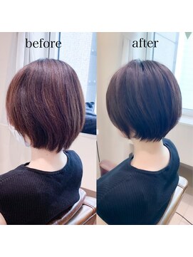 リュドール 栄(Rue D’or) アッシュカラー暗髪ナチュラルまとまりサラツヤ髪大人かわいい