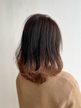 ナンバー(number+) 10代20代大人かわいい裾カラーイルミナカラー艶感オレンジ