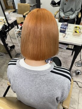 アジールヘア 所沢プロペ通り店(agir hair) オレンジベージュイメチェンシースルー前髪ボブブリーチ所沢韓国