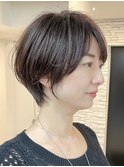白髪ぼかし/ひし形/癖毛/大人ショートボブ/60代50代40代