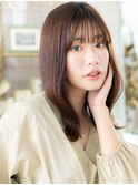 透明感ピンクブラウン外ハネロブくびれカールa上尾20代30代40代