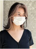 インナーカラーボブフェイスフレーミング長めイヤリングカラー