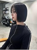 切りっぱなしボブミニボブ暗髪