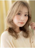 艶感ホワイトブロンドデジタルパーマロングウルフY上尾20代30代