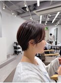 前下がりショートボブ×ナチュラルブラウン