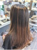 大人ブラウンハイライトカラー×こなれストレートロング20代30代