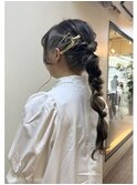 編みおろしポニーテール♪