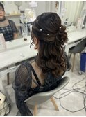 サイドお団子ハーフアップ