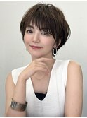 前髪あり耳掛け丸みくびれ大人ショートボブ20代30代40代50代＊