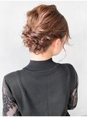 結婚式二次会編みおろし編み込みお呼ばれヘアセットドレスヘア