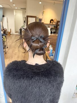 ディープ(Deep) ヘアセット　ヘアアレンジ　韓国風　カチモリ　結婚式　ボブ