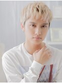 ブリーチデザイン波打ちパーマ金髪マッシュa越谷10代20代30代