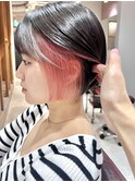 インナーカラーピンクベージュダブルカラーケアブリーチ髪質改善