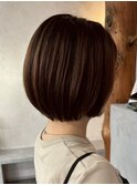 ショートヘアー　ブラウンカラー　前髪カット　顔まわり　韓国風