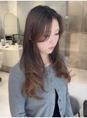 レイヤーカット/顔周りカット/縮毛矯正/コスメストレート/韓国