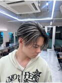 韓国マッシュセンターパートツーブロックメンズハイライトウルフ