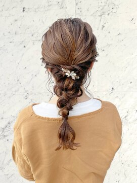 ブルー(BLUE) 編みおろし カジュアルアレンジ ヘアセット 【mt___213r】