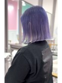 ハイトーン/ペールカラー/ラベンダー/切りっぱなしボブ/透明感