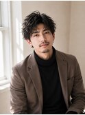 シースルーバングフェザーパーマラウンドウェーブ韓国マッシュ