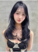 残留しないブルーブラック×ハッシュレイヤーカット