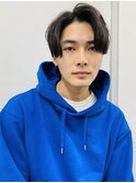 ◇サイドパート くせ毛風パーマ 黒髪 かき上げヘア