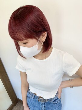 ガルボ ヘアー(garbo hair) #高知 #美容室#ハイトーン #チェリーレッド #レッドバイオレット