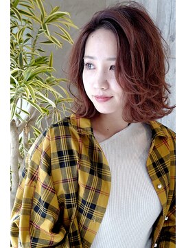 クシュ 所沢東口店(kusyu...) ピンクラベンダーピンクグラデーション赤髪クラシカルボブ