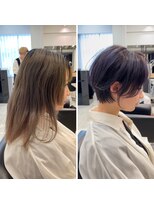 イヴォークトーキョーオーサカ(EVOKE TOKYO osaka)&nbsp;耳かけショート スタイルチェンジ ラベンダーカラー 可愛い