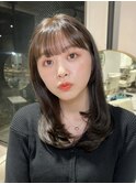 (韓国風/くびれヘア/縮毛矯正/前髪/韓国レイヤー/小顔)