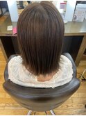 艶髪映える切りっぱなしボブ×似合わせカラー ベージュ/ブラウン
