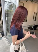 ブリーチなし　ローズカラー　ナチュラルストレート　透明感