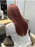 韓国透明感ピンクベージュ暖色カシスロング